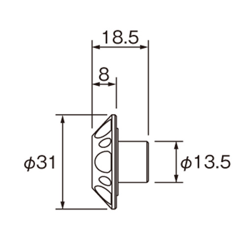 Bar End, Aluminum, Fine Cut Type, Gold