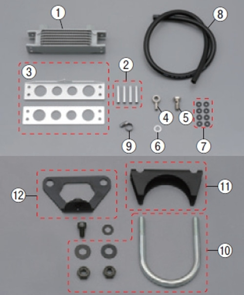 Oil Cooler Kit, 7 Core, Repair Part - Oil Cooler Bracket/Lower