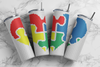 Autism Heart Puzzle White Sublimation Pattern Tumbler 20 oz. Skinny
