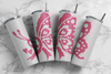Breast Cancer Butterfly White Sublimation Pattern Tumbler 20 oz. Skinny