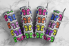Neon Butterflies Sublimation Pattern Tumbler 20 oz. Skinny