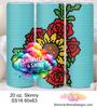 Sunflower and Roses Teal SS16 Sublimation Pattern Tumbler 20 oz. Skinny