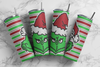 Green Santa Hat - Glass Rhinestones & Tumbler Included