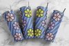Flower Power Blue Stripes Rhinestone Pattern 20 oz Skinny Straight SS16 60x63 PNG