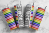 Love is Love White Stripes Pride Rhinestone Pattern 20 oz Skinny Straight SS16 60x63