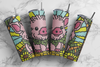 Stained Glass Pig Rhinestone Pattern 20 oz Skinny Straight SS16 60x63