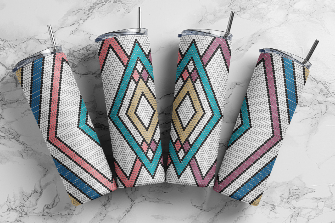 Diamond Repeat Two Tone Sublimation Pattern Tumbler 30 oz. Skinny