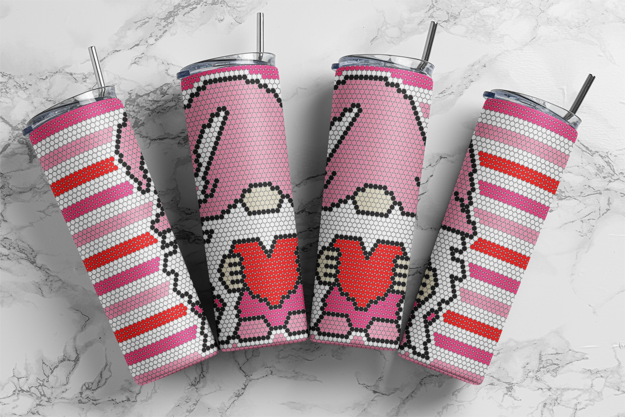 Valentines Gnome Stripes 20 oz Skinny SS16 60x63