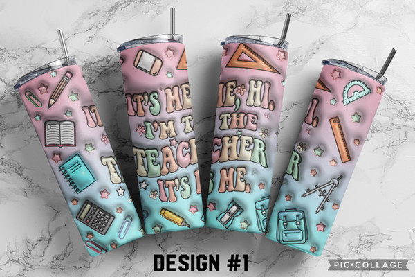 Sublimated 20 oz. Skinny Teacher Tumblers