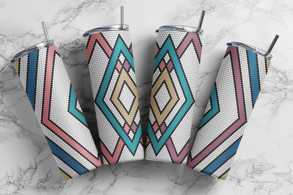 Diamond Repeat Two Tone Sublimation Pattern Tumbler 30 oz. Skinny