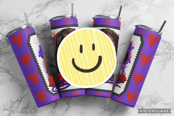 SQ Purple Hearts SS16/4MM 20 oz. Skinny Square Sublimated Tumbler