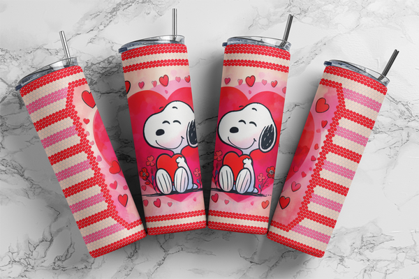Snoopy Valentines Stripes SS16/4MM 20 oz. Skinny Square Sublimated Tumbler