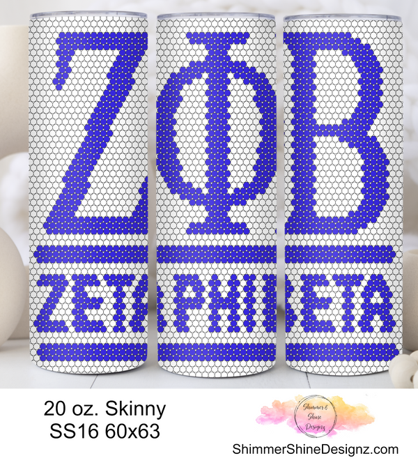 Zeta Phi Beta White 20 oz Skinny SS16 60x63