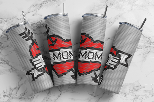 Mom Heart Tattoo SS16 Sublimation Pattern Tumbler 20 oz. Skinny