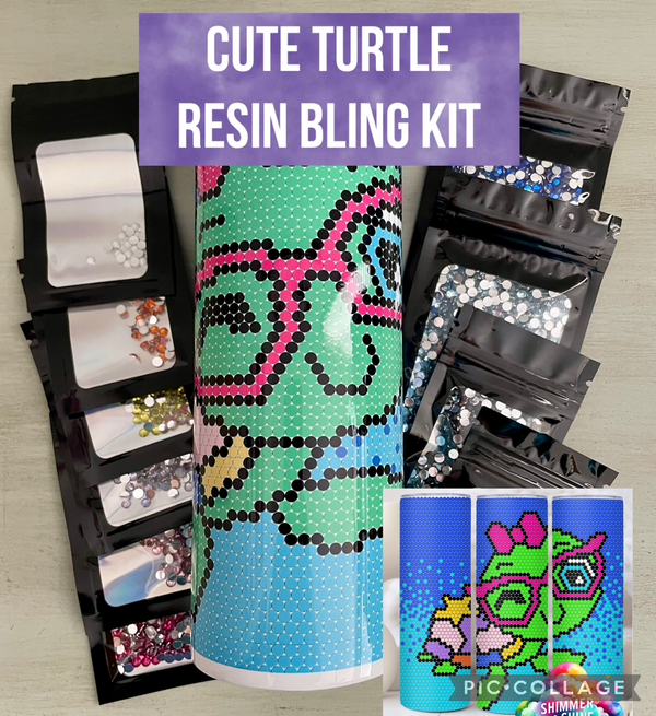 Cute Turtle Ombre Bling Kit - Resin Rhinestones & Tumbler Included Cute Turtle Ombre Bling Kit - Resin Rhinestones & Tumbler Included