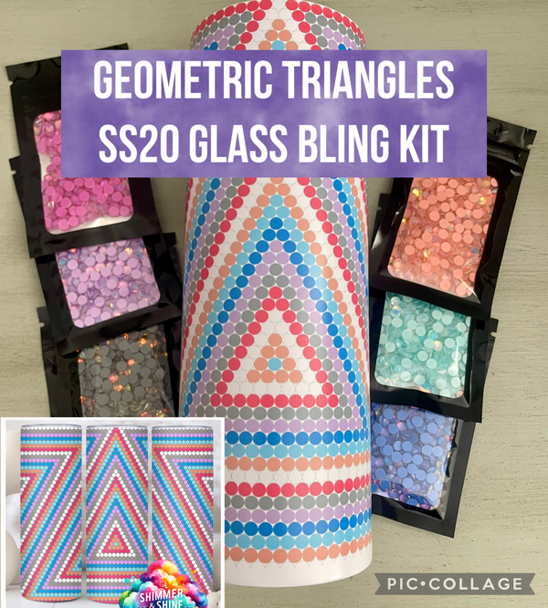 Geometric Triangles SS20 Bling Kit - Glass Rhinestones & Tumbler Included Geometric Triangles SS20 Bling Kit - Glass Rhinestones & Tumbler Included