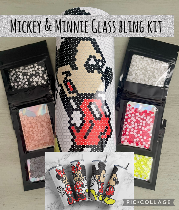Mickey & Minnie - Glass Rhinestones & Tumbler Included