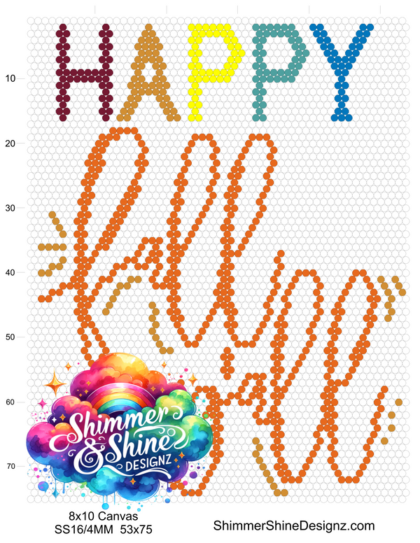 Happy Fall Y'all 8x10 Canvas SS16 Rhinestone Template Digital Download