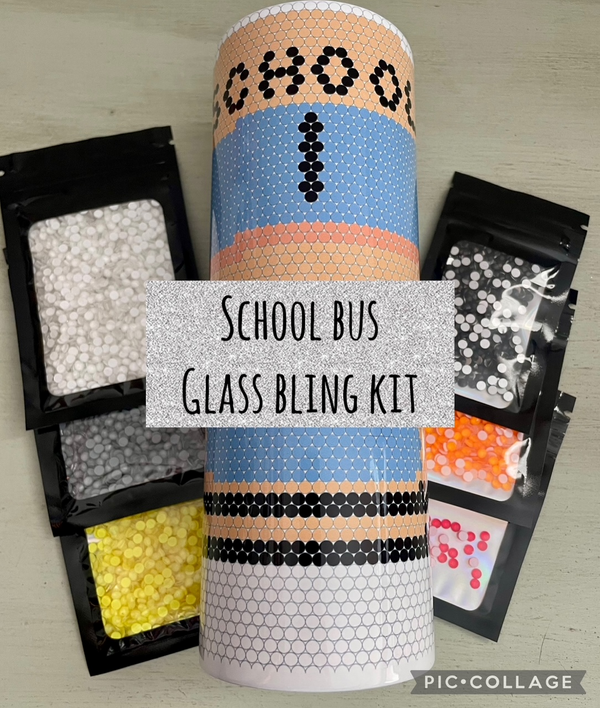 School Bus - Glass Rhinestones & Tumbler Included School Bus - Glass Rhinestones & Tumbler Included