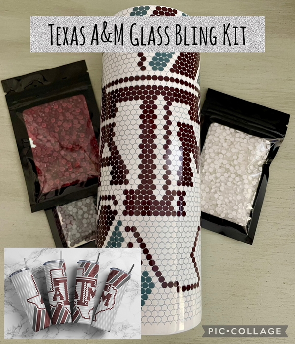 Texas A&M - Glass Rhinestones & Tumbler Included
