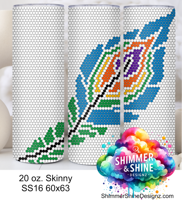 Peacock Feather 20 oz Skinny SS16 60x63 DIGITAL DOWNLOAD