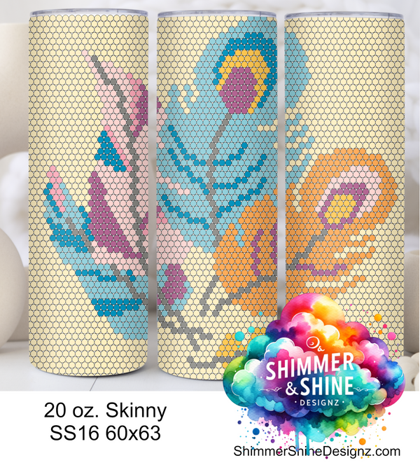 Boho Peacock Feathers 20 oz Skinny SS16 60x63 DIGITAL DOWNLOAD