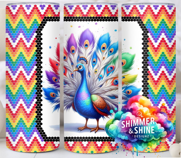 Rainbow Peacock Zig Zag 20 oz. Skinny Square Sublimated Tumbler