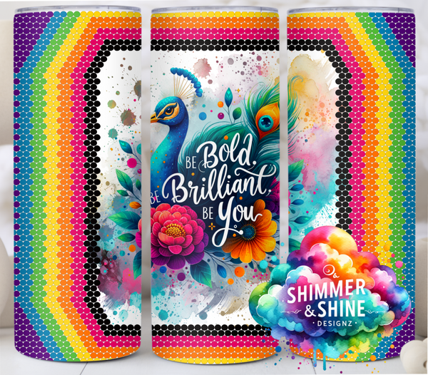 Peacock Be Bold Neon 20 oz. Skinny Square Sublimated Tumbler