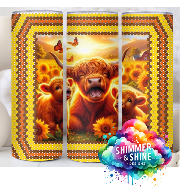 Sunflower Highland Cow SS20 20 oz. Skinny Square DIGITAL DOWNLOAD