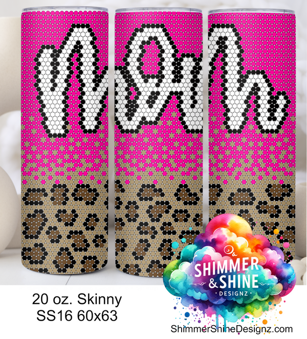 Mom Pink Leopard SS16 Sublimation Pattern Tumbler 20 oz. Skinny