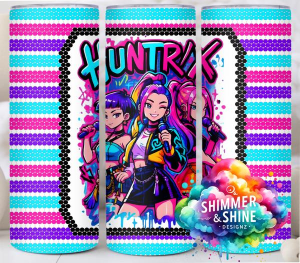 Huntrix K-Pop Stripes SS16 20 oz. Skinny Square Sublimated Tumbler