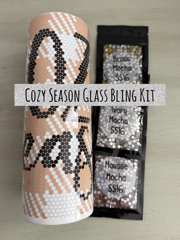 Cozy Season Fall Plaid Bling Kit - Glass Rhinestones & Tumbler Included