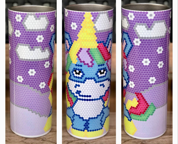 Blue Unicorn Purple Clouds Sublimation Pattern Tumbler 20 oz. Skinny