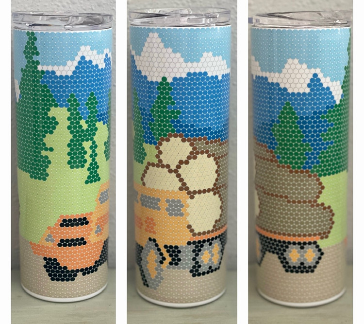 Logging Truck Mountain Sublimation Pattern Tumbler 20 oz. Skinny