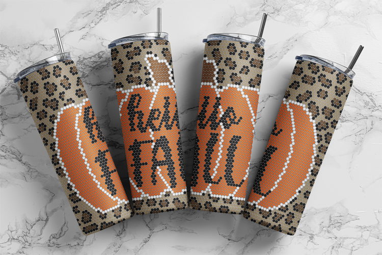 Hello Fall Pumpkin Leopard 20 oz Skinny SS16 60x63