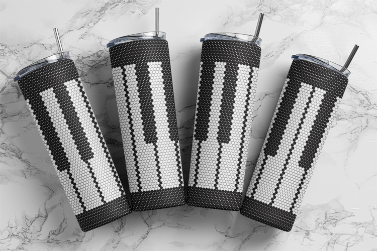 Piano Keys White 20 oz Skinny SS16 60x63 (2 Patterns)