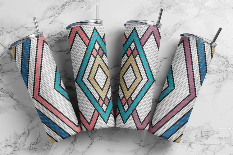 Diamond Repeat Two Tone Sublimation Pattern Tumbler 30 oz. Skinny