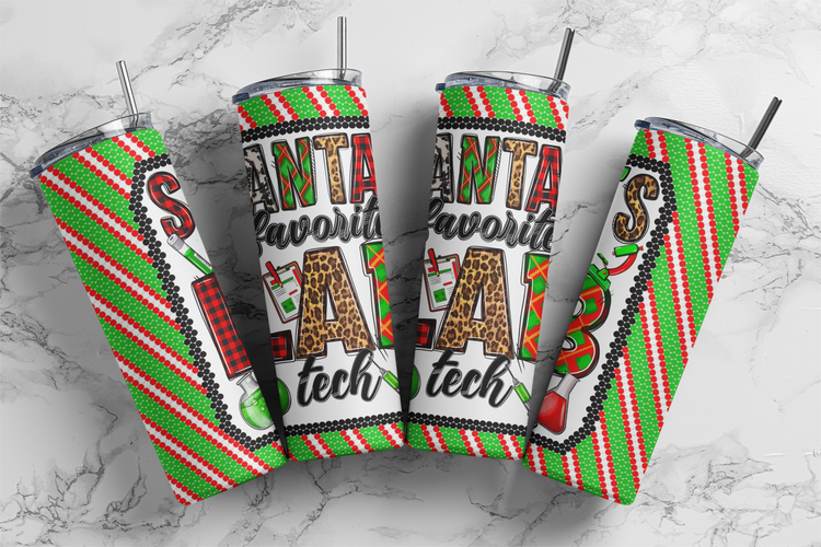Santa's Favorite Lab Tech Stripes SS16/4MM 20 oz. Skinny Square Sublimated Tumbler