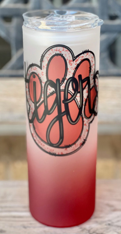Tiger Paw Red 20 oz. Skinny Frosted Glass Tumbler
