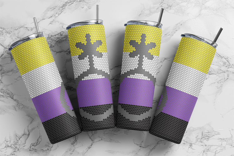 Non Binary Symbol Flag Sublimation Pattern Tumbler 20 oz. Skinny