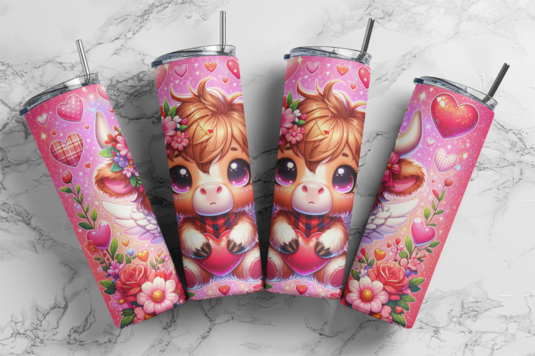 Highland Cow Love #4 Sublimation PNG Design DIGITAL DOWNLOAD