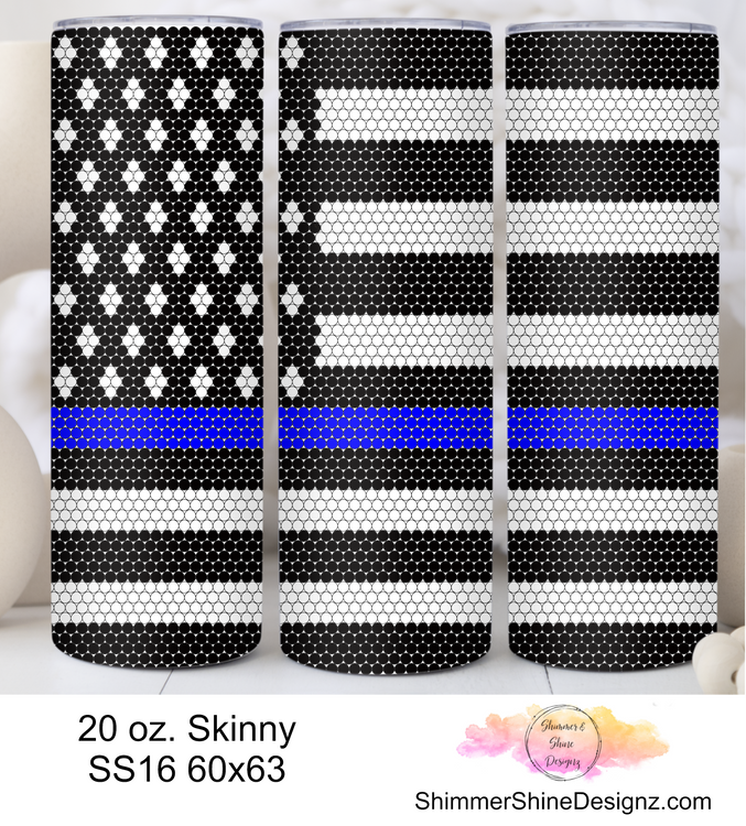 Thin Blue Line Sublimation Pattern Tumbler 20 oz. Skinny