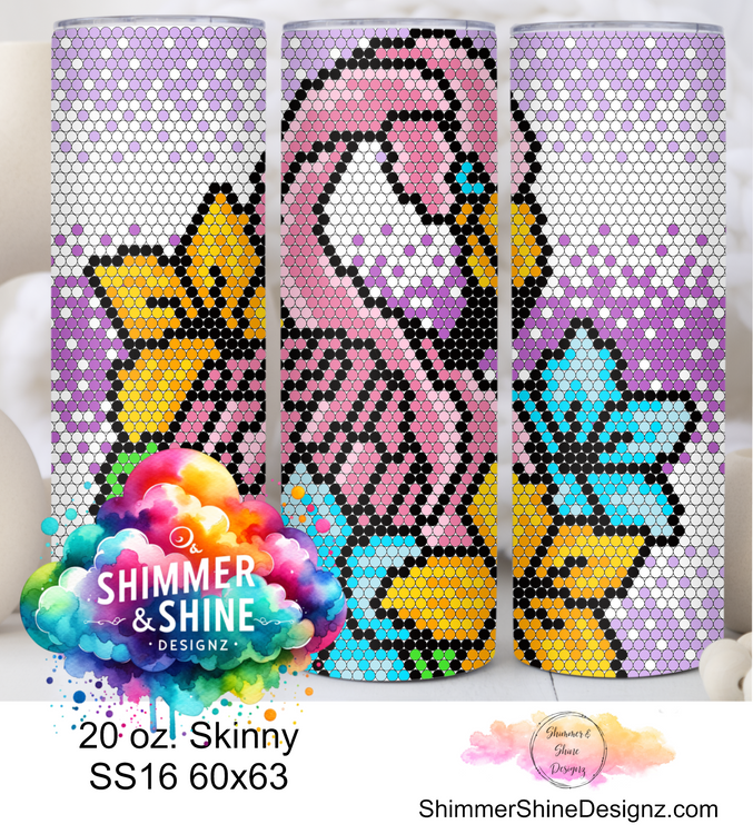 Flamingo Flowers Ombre 20 oz Skinny SS16 60x63 DIGITAL DOWNLOAD