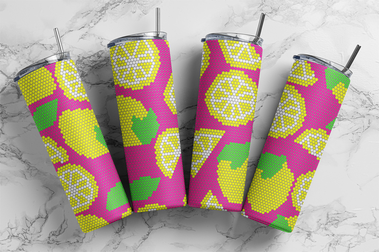 Lemons Pink SS16 Sublimation Pattern Tumbler 20 oz. Skinny