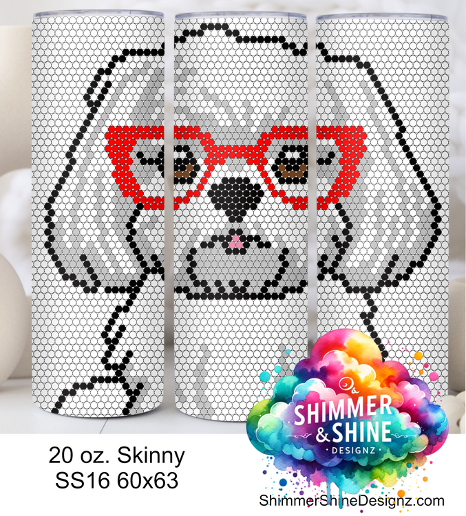 Maltese Dog with Glasses 20 oz Skinny SS16 60x63 DIGITAL DOWNLOAD