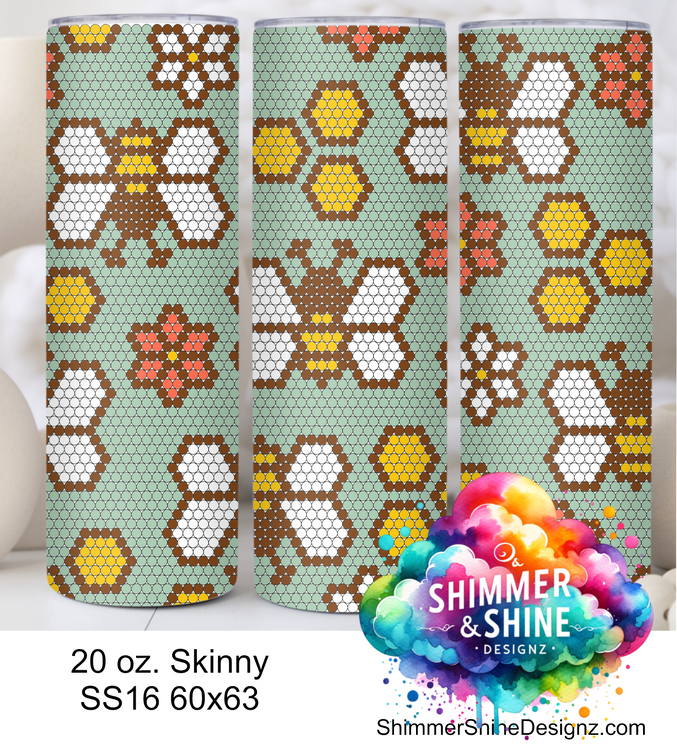 Bumblebee Flowers 20 oz Skinny SS16 60x63 DIGITAL DOWNLOAD