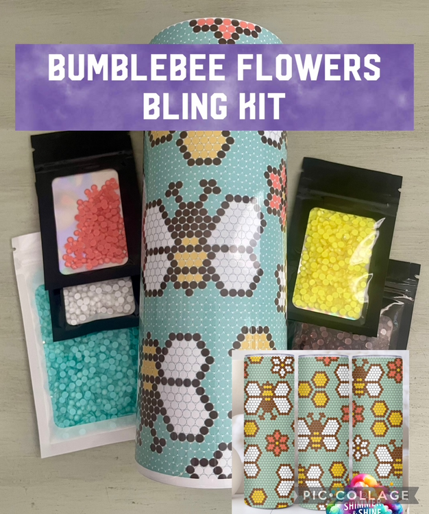 Bumblebee Flowers - Glass Rhinestones & Tumbler Included