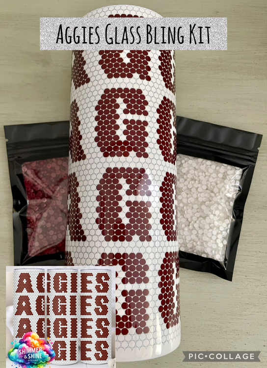 Aggies - Glass Rhinestones & Tumbler Included
