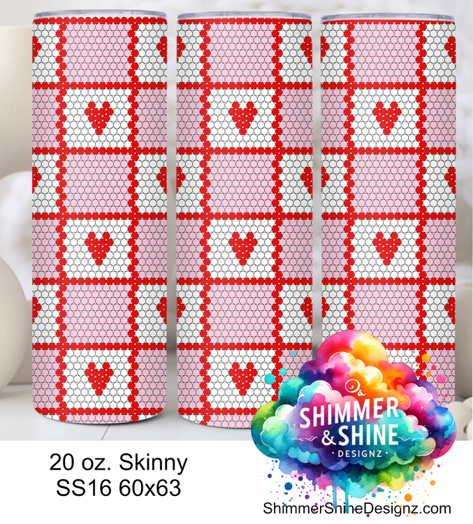 Patchwork Valentines Hearts 20 oz Skinny SS16 60x63 DIGITAL DOWNLOAD