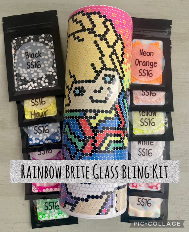 Rainbow Brite - Glass Rhinestones & Tumbler Included